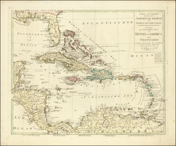 11-Florida and Caribbean Map By Johann Walch