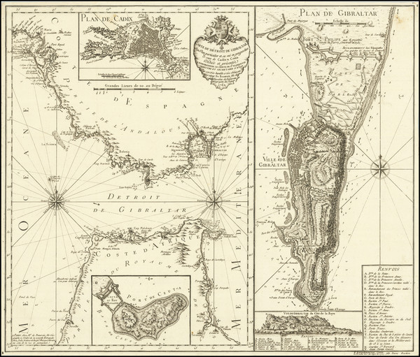 52-Spain and Gibraltar Map By Jean de Beaurain