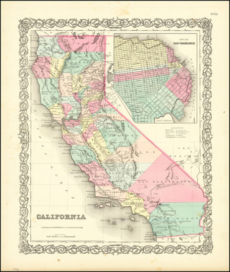 97-California and San Francisco & Bay Area Map By Joseph Hutchins Colton
