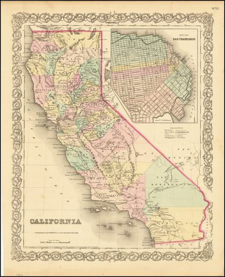 30-California and San Francisco & Bay Area Map By Joseph Hutchins Colton