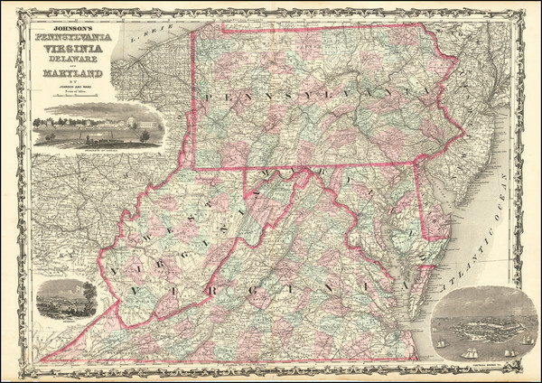 82-Pennsylvania, Maryland, Delaware, West Virginia and Virginia Map By Alvin Jewett Johnson  &