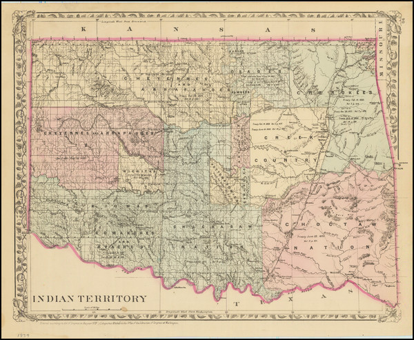 46-Oklahoma & Indian Territory, Colorado and Colorado Map By Samuel Augustus Mitchell Jr.