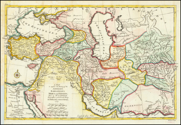 61-Persia & Iraq and Turkey & Asia Minor Map By Emanuel Bowen