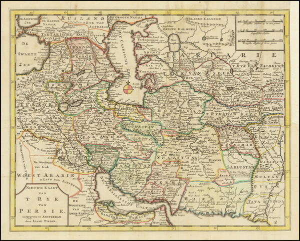 91-Central Asia & Caucasus and Persia & Iraq Map By Isaak Tirion