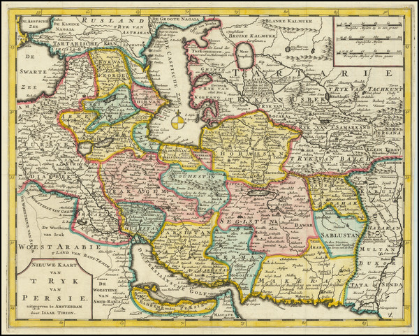 60-Central Asia & Caucasus and Persia & Iraq Map By Isaak Tirion
