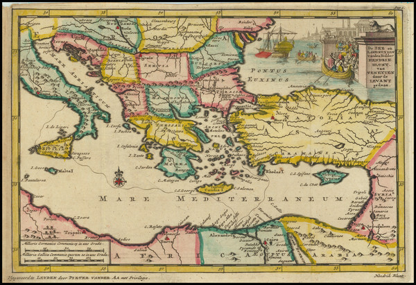 51-Turkey, Mediterranean, Turkey & Asia Minor and Greece Map By Pieter van der Aa