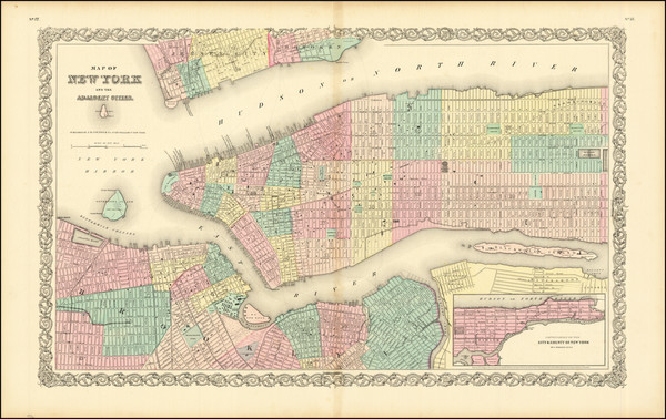 24-New York City Map By Joseph Hutchins Colton