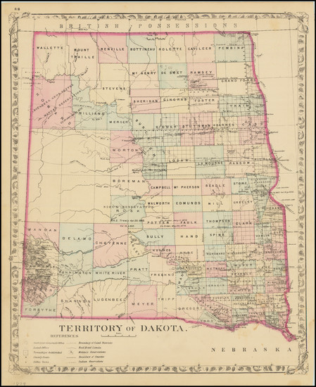 29-North Dakota and South Dakota Map By Samuel Augustus Mitchell Jr.