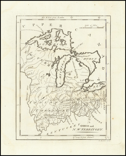 60-Illinois, Indiana, Ohio, Michigan and Wisconsin Map By Mathew Carey