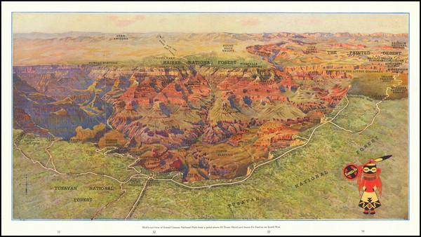 39-Arizona Map By Rand McNally & Company / Santa Fe Railroad