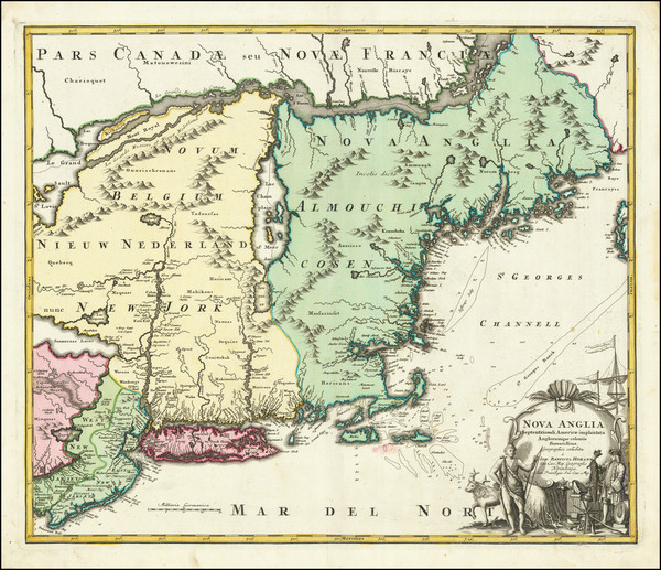 62-New England, New York State and Mid-Atlantic Map By Johann Baptist Homann