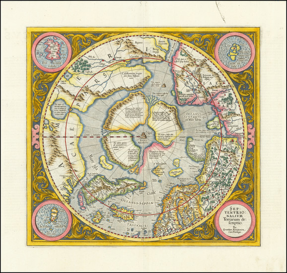 76-Northern Hemisphere and Polar Maps Map By Gerard Mercator