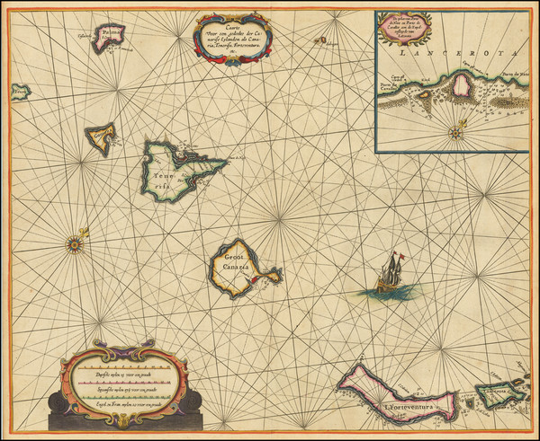 50-Spain and African Islands, including Madagascar Map By Pieter Goos