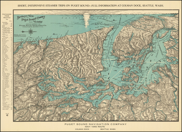 61-Washington and British Columbia Map By Puget Sound Navigation Company