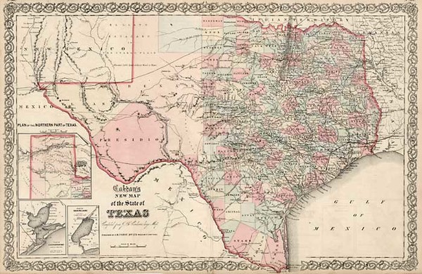 2-Texas and Southwest Map By Joseph Hutchins Colton