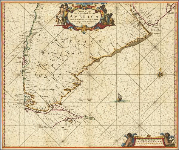 76-Argentina and Chile Map By Pieter Goos