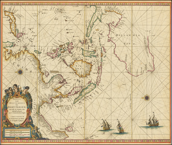 68-Indian Ocean, China, Southeast Asia and Australia Map By Pieter Goos