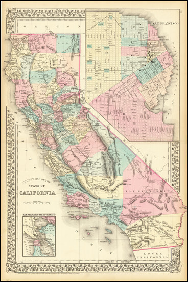 26-California Map By Samuel Augustus Mitchell Jr.