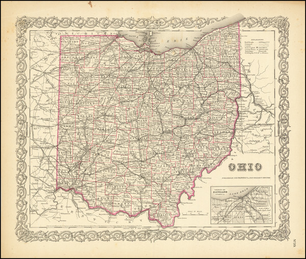 47-Ohio Map By Joseph Hutchins Colton