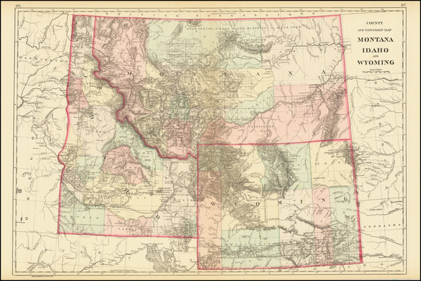 50-Rocky Mountains, Idaho, Montana and Wyoming Map By Samuel Augustus Mitchell Jr.