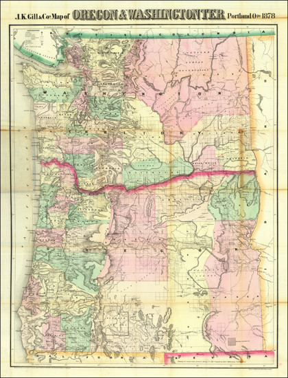 76-Oregon and Washington Map By J.K. Gill & Co.