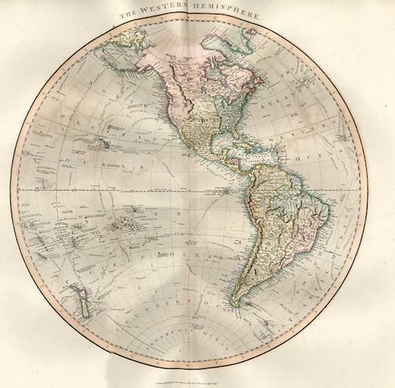 35-World, Western Hemisphere, South America, Pacific and America Map By John Cary