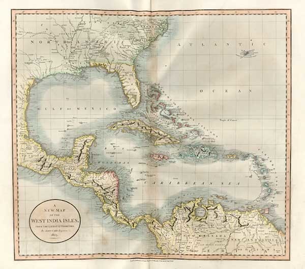 94-South, Southeast, Caribbean and Central America Map By John Cary
