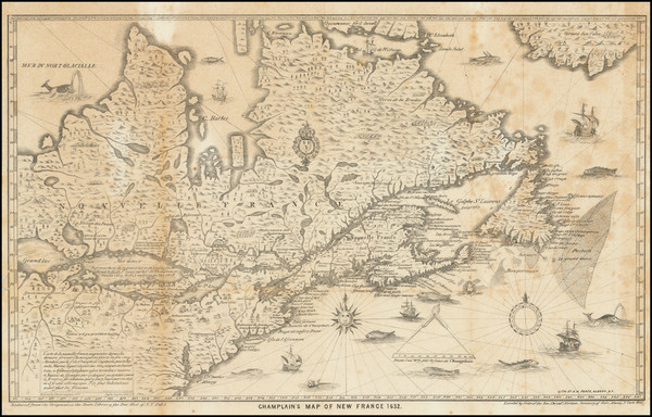 6-United States, New England and Canada Map By Samuel de Champlain