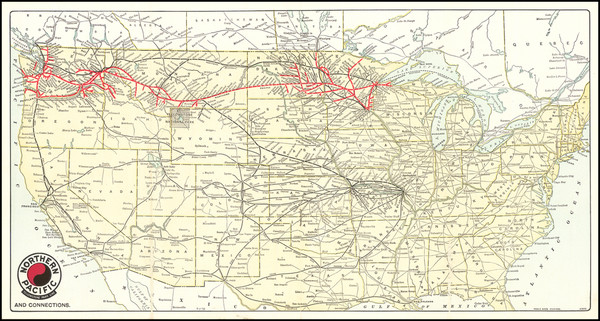 44-United States and Wyoming Map By Northern Pacific Rail Road / Poole Brothers