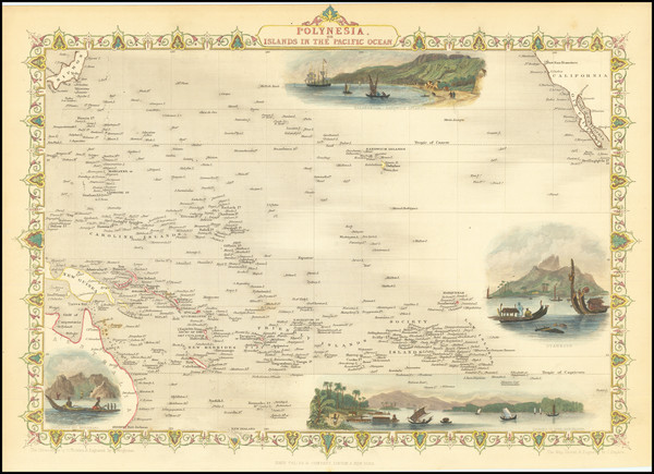 54-Australia & Oceania, Pacific, Oceania, Hawaii and Other Pacific Islands Map By John Tallis