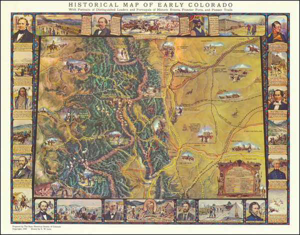 32-Colorado, Colorado and Pictorial Maps Map By C.W. Love