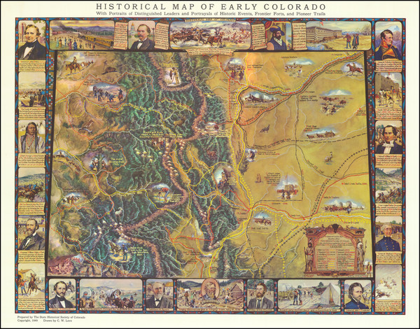 68-Colorado, Colorado and Pictorial Maps Map By C.W. Love