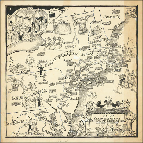 78-New England, New York State, Mid-Atlantic and Pictorial Maps Map By Carl Rose`