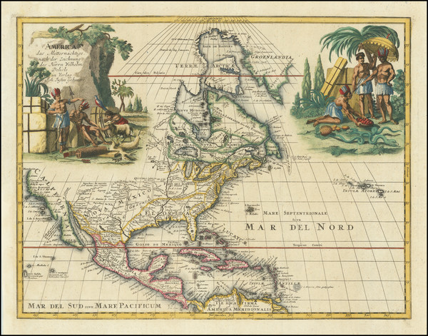 62-North America Map By Johann Justine Gebauers