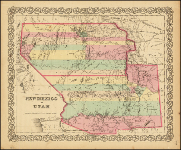 2-Arizona, Colorado, Utah, Nevada, New Mexico, Colorado and Utah Map By Joseph Hutchins Colton