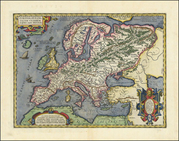 16-Europe Map By Abraham Ortelius