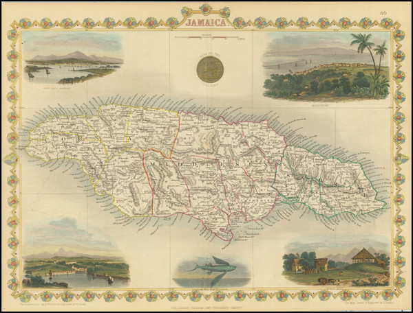 74-Jamaica Map By John Tallis