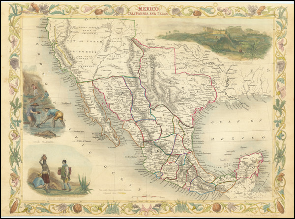 9-Texas, Southwest, Rocky Mountains, Mexico and California Map By John Tallis