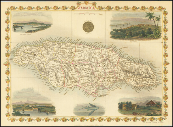 45-Jamaica Map By John Tallis