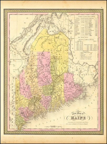 26-Maine Map By Samuel Augustus Mitchell