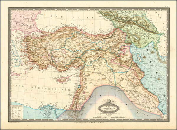 96-Turkey, Cyprus, Middle East and Turkey & Asia Minor Map By F.A. Garnier