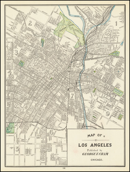 90-Los Angeles Map By George F. Cram