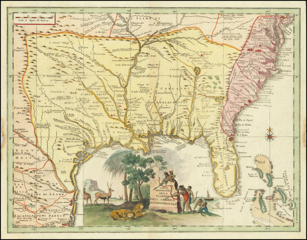 0-Florida, South, Southeast and Texas Map By Giambattista Albrizzi