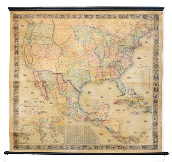 91-United States, Plains, Kansas, Nebraska, Rocky Mountains, Washington and North America Map By J