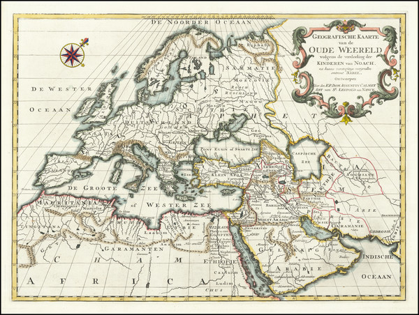 89-Europe and Mediterranean Map By Augustin Calmet