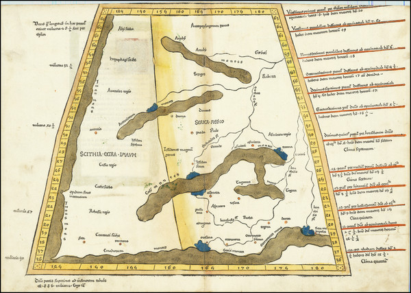 42-China and Central Asia & Caucasus Map By Claudius Ptolemy / Lienhart Holle