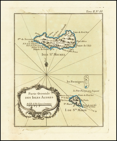 51-Atlantic Ocean and Portugal Map By Jacques Nicolas Bellin
