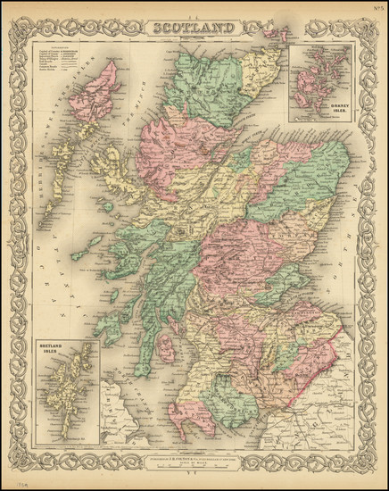 41-Scotland Map By Joseph Hutchins Colton
