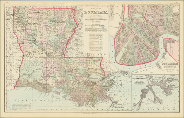 57-Louisiana and New Orleans Map By O.W. Gray