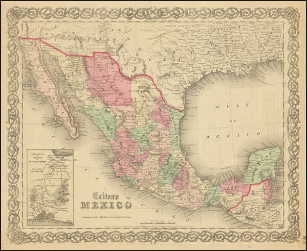 33-Mexico Map By Joseph Hutchins Colton